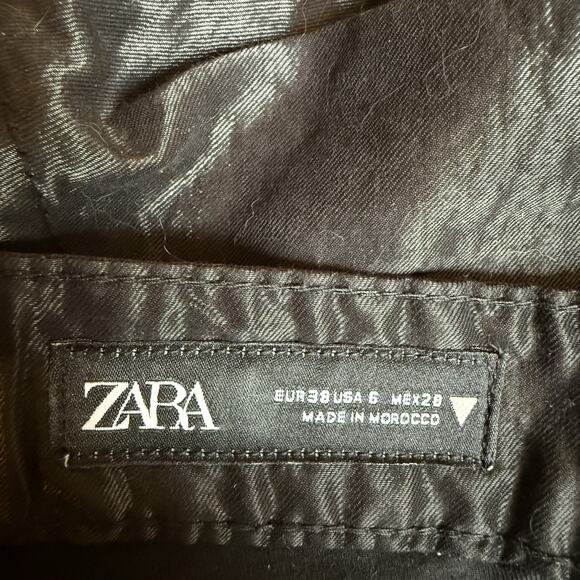 Zara NEW Black Wide Leg Jeans Sz 6/30 Womens Cotton Waxed or Silky Wash Unique - Picture 8 of 9